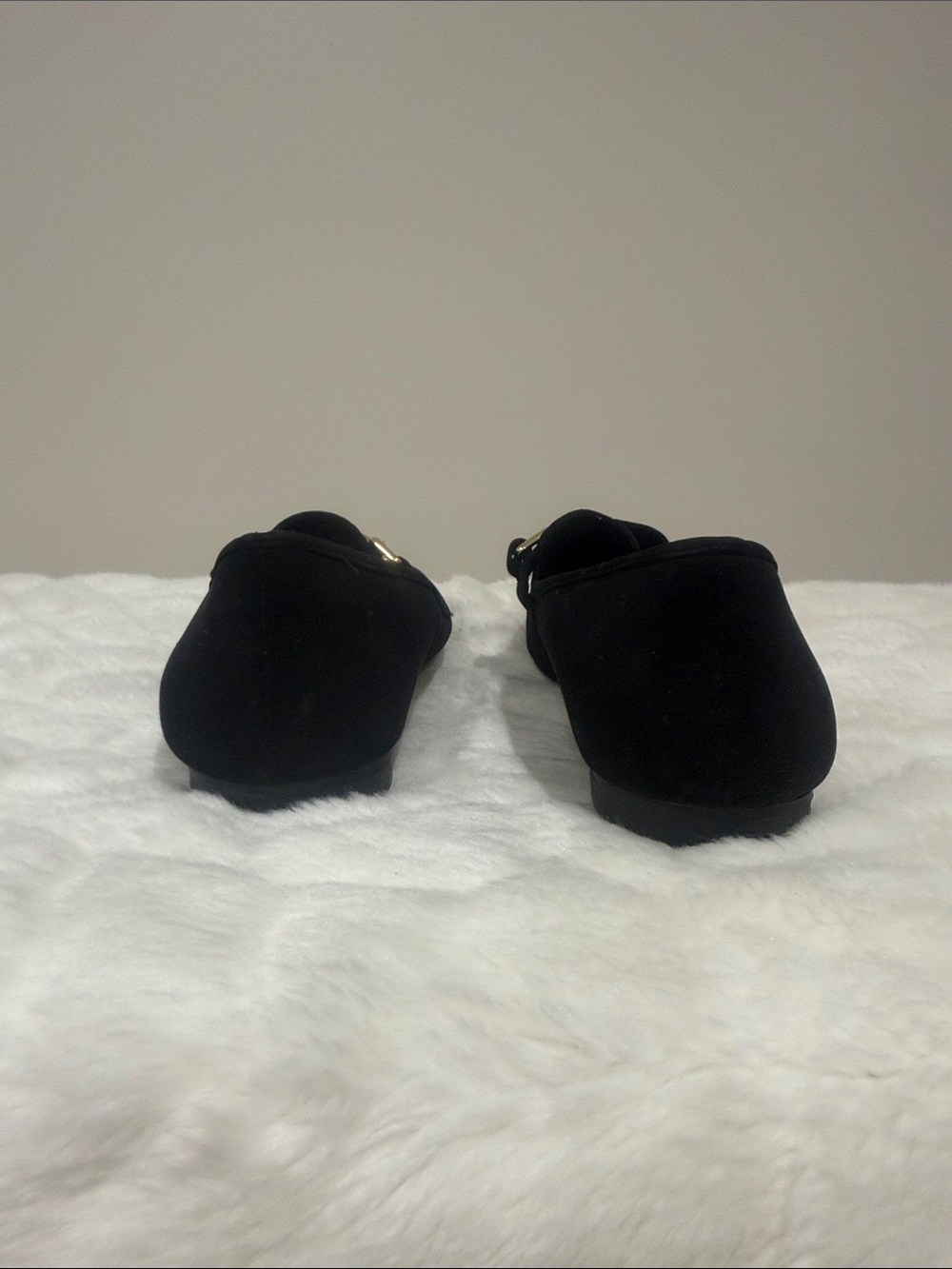 Christian Siriano Black Suede Loafers with Gold Accent - Picture 4 of 7